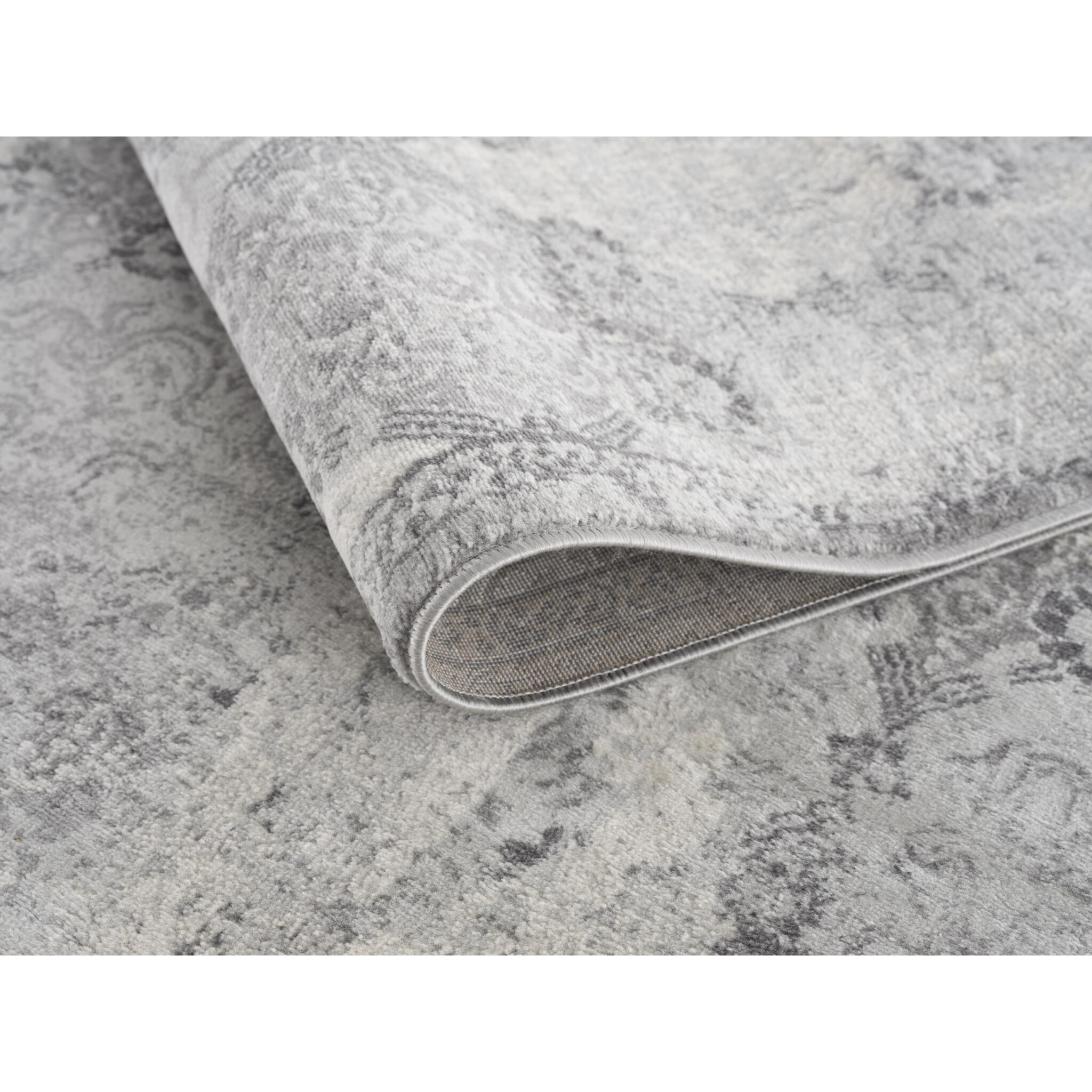 2 X 8 Gray Distressed Trellis Pattern Runner Rug