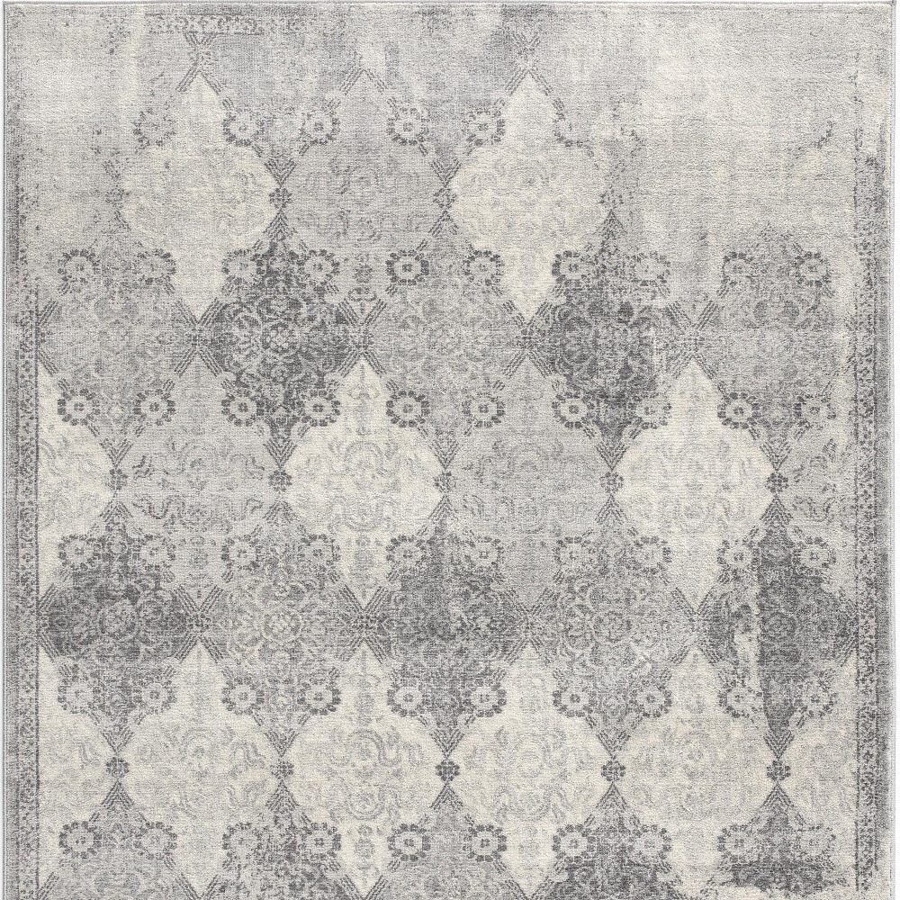 4 X 6 Gray Distressed Trellis Pattern Area Rug