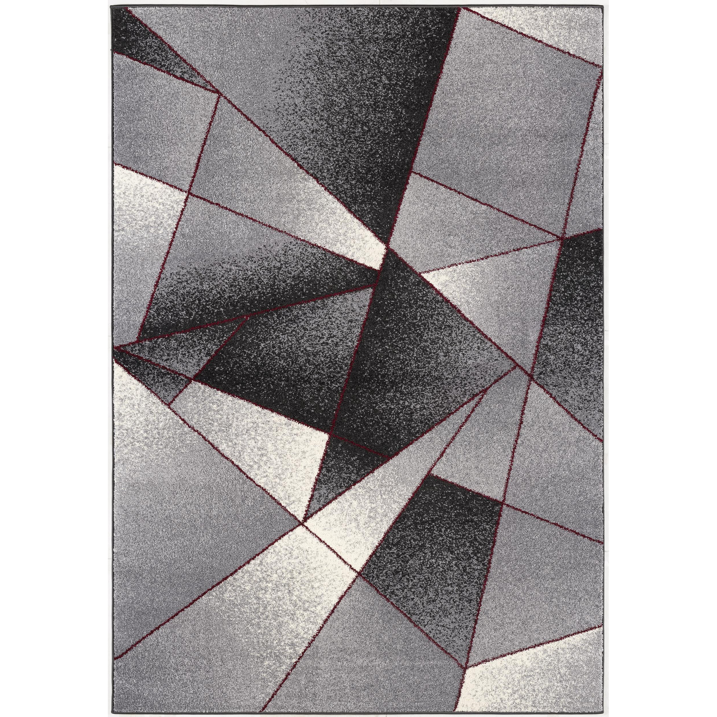 4 X 6 Gray And Red Prism Pattern Area Rug