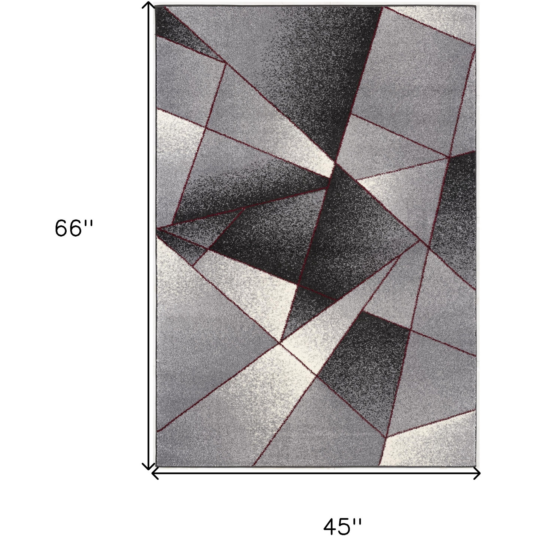 4 X 6 Gray And Red Prism Pattern Area Rug