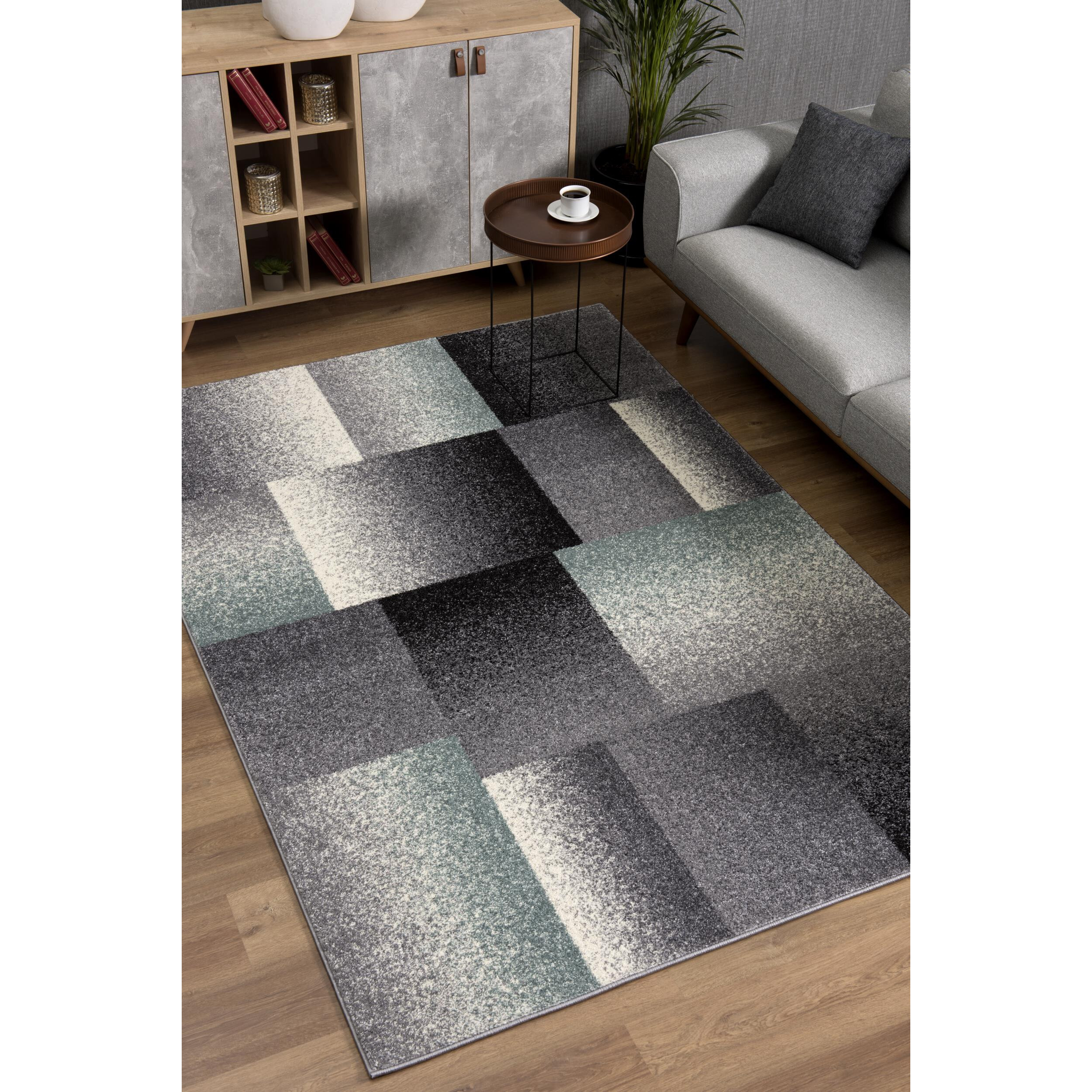 5' X 8 Gray Modern Geometric Area Rug