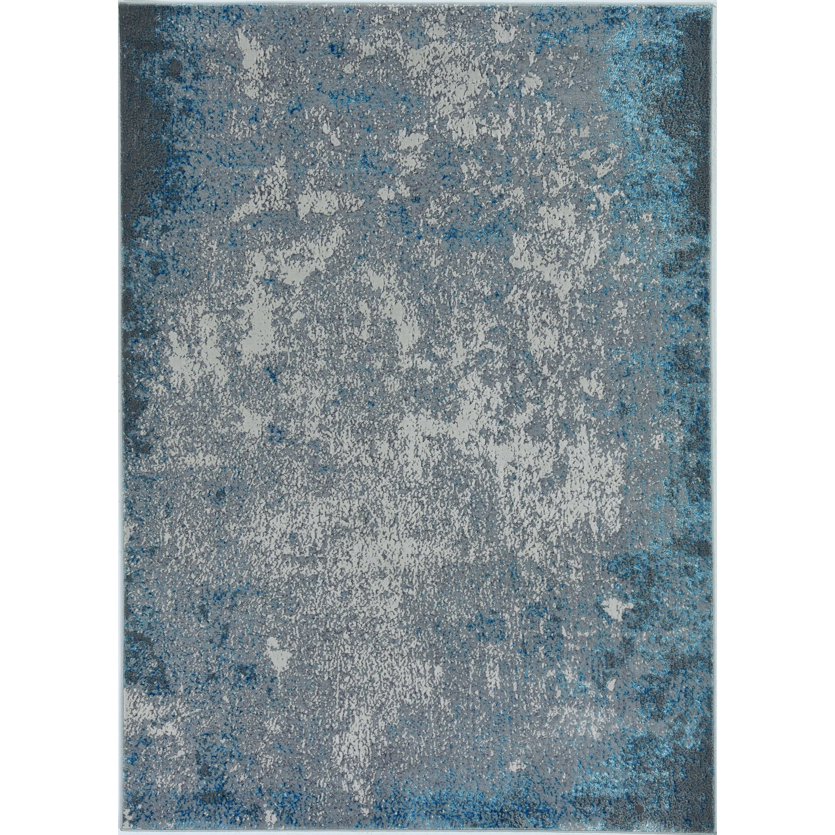 3'X5' Silver Blue Machine Woven Abstract Smudge Indoor Area Rug