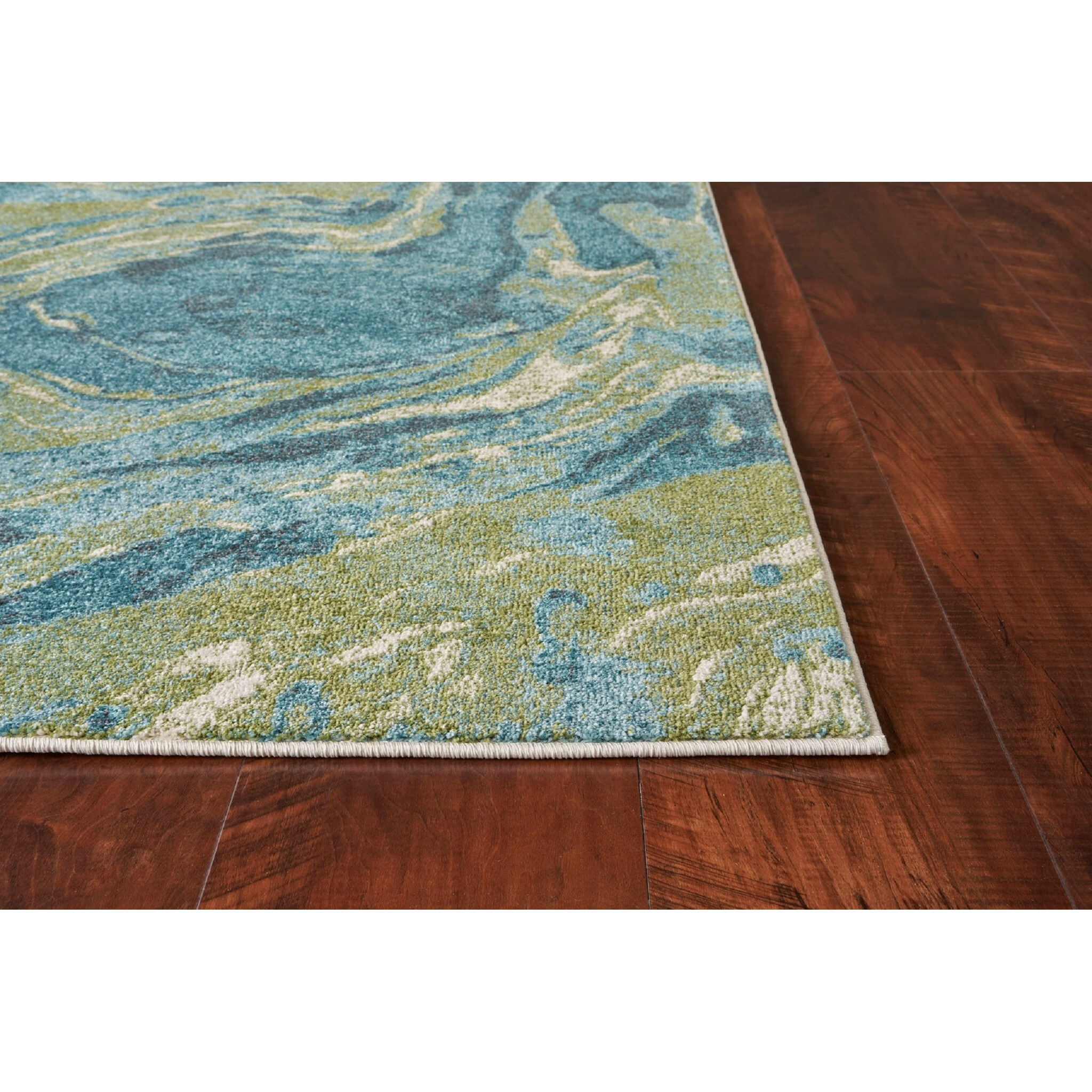 3' X 5' Teal Abstract Waves Area Rug
