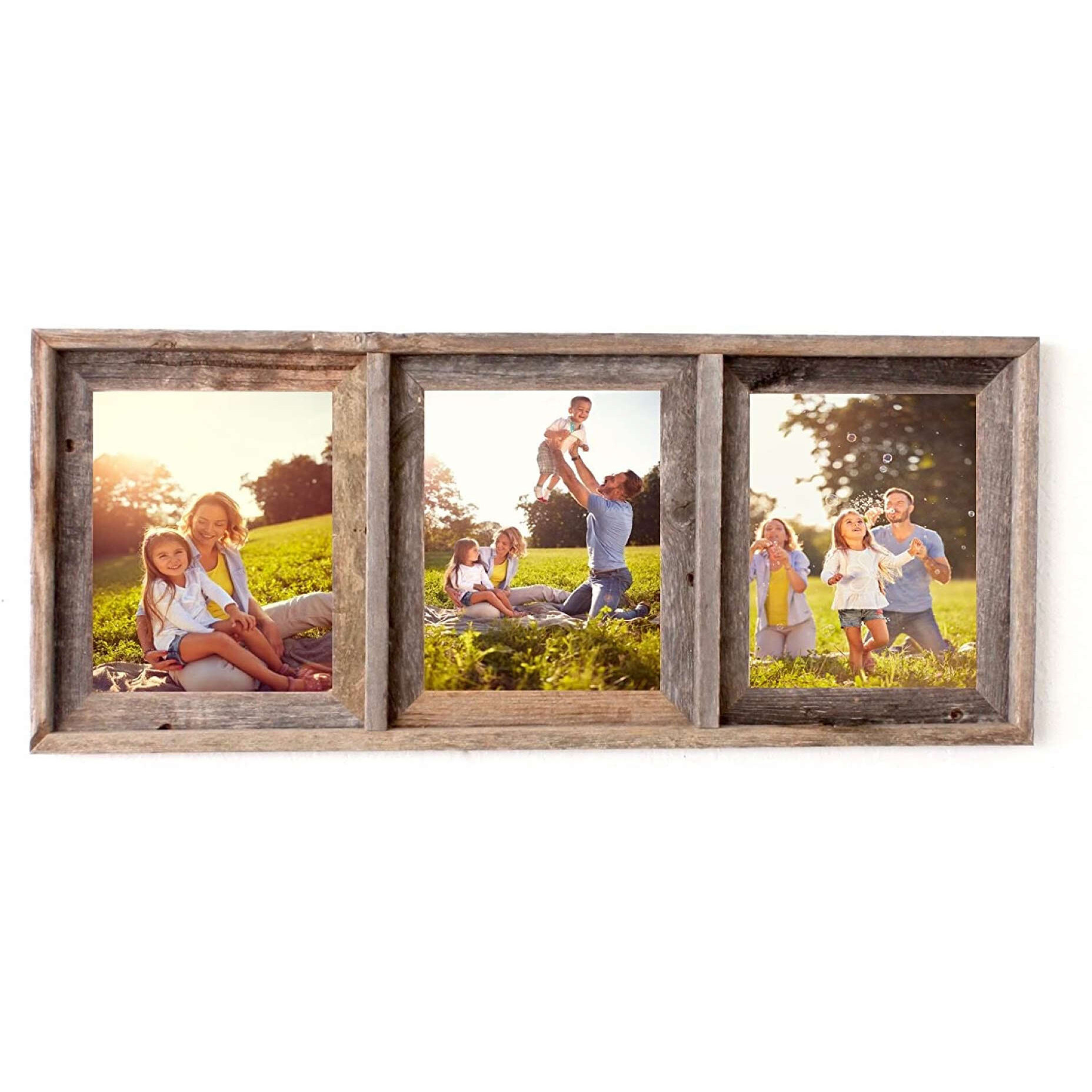 3  8X10 Rustic Weathered Grey Picture Frame With Plexiglass Holder