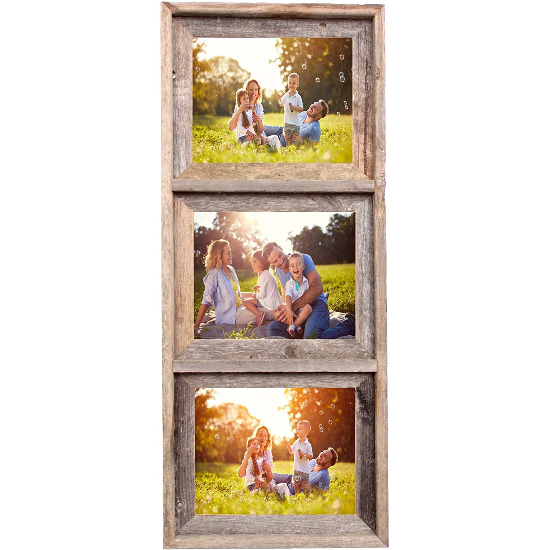 3  8X10 Rustic Weathered Grey Picture Frame With Plexiglass Holder