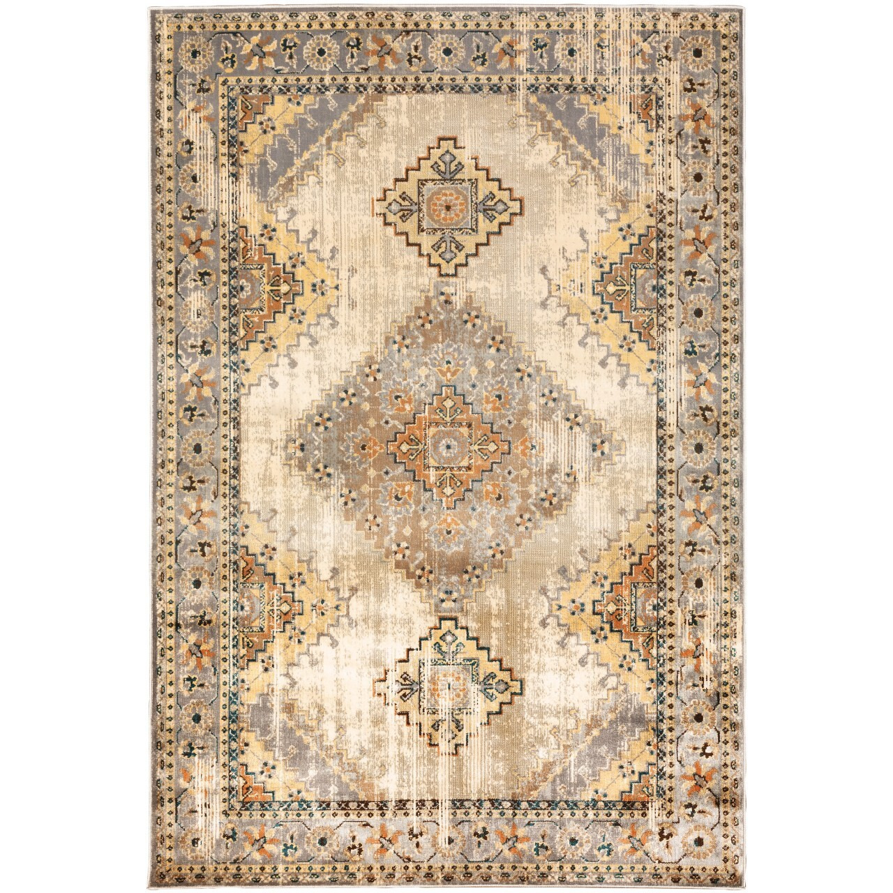 10 X 13 Gray And Beige Aztec Pattern Area Rug