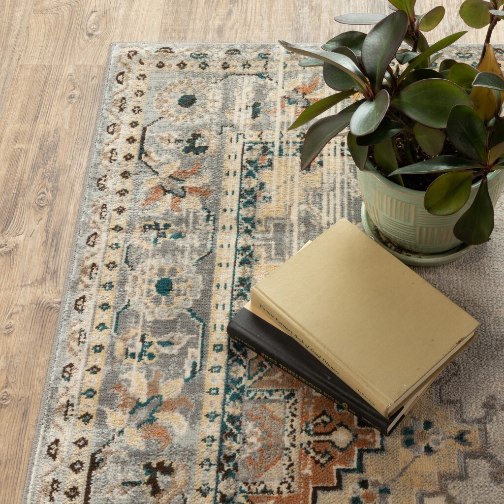 10 X 13 Gray And Beige Aztec Pattern Area Rug