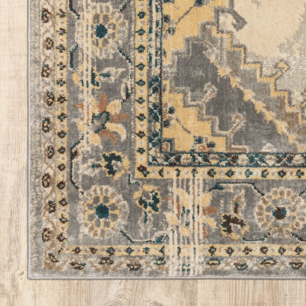 10 X 13 Gray And Beige Aztec Pattern Area Rug