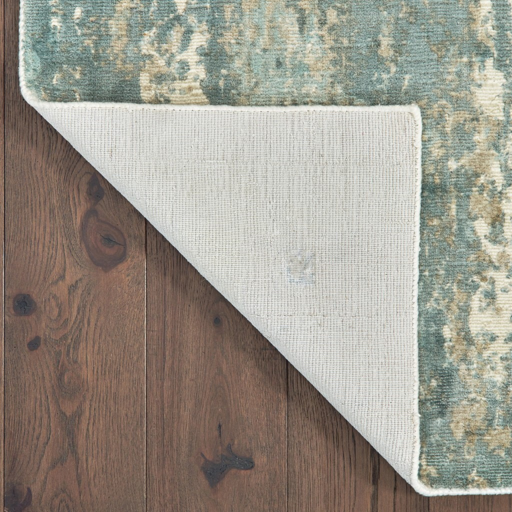 3 X 10 Blue And Gray Abstract Splash Indoor Runner Rug