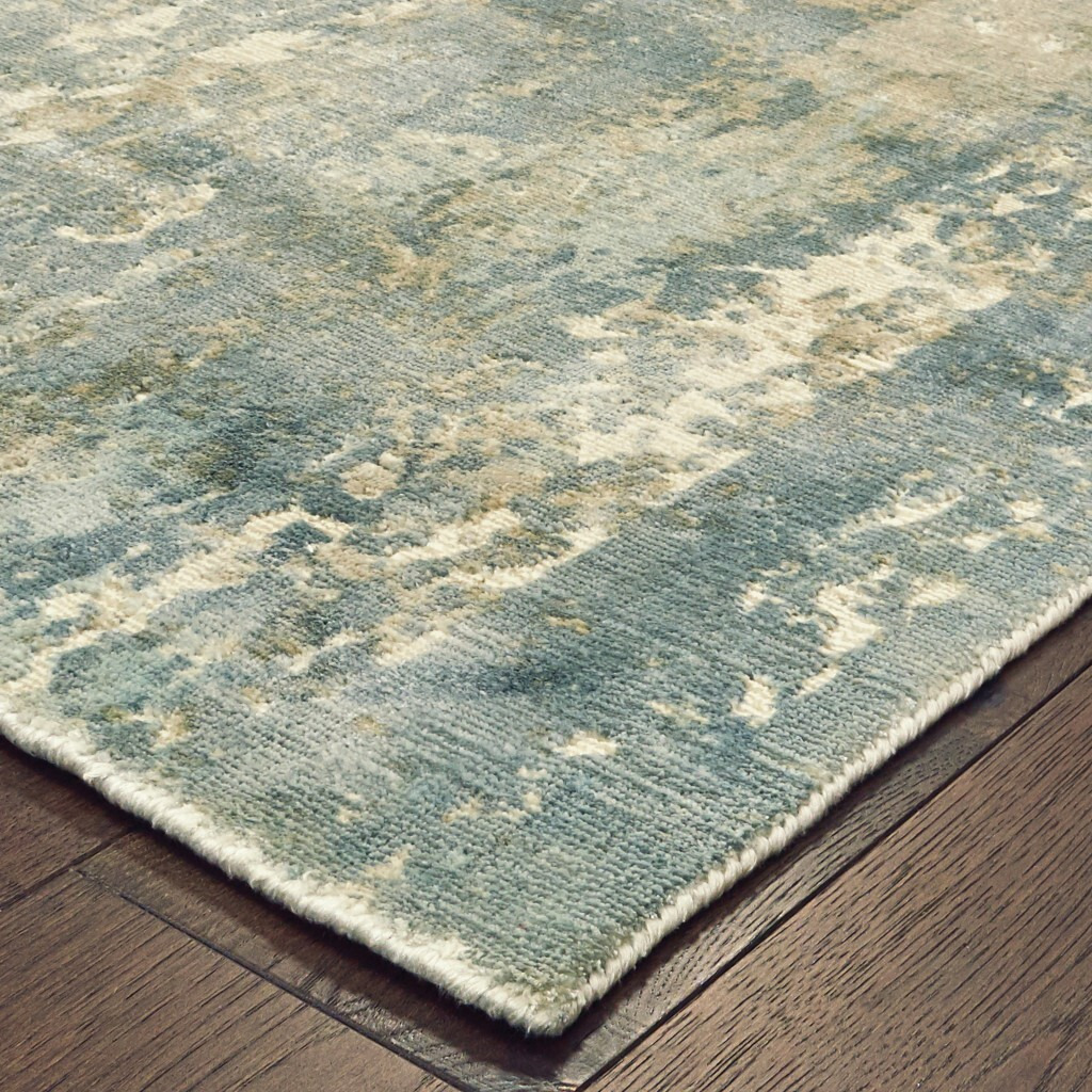 3 X 10 Blue And Gray Abstract Splash Indoor Runner Rug