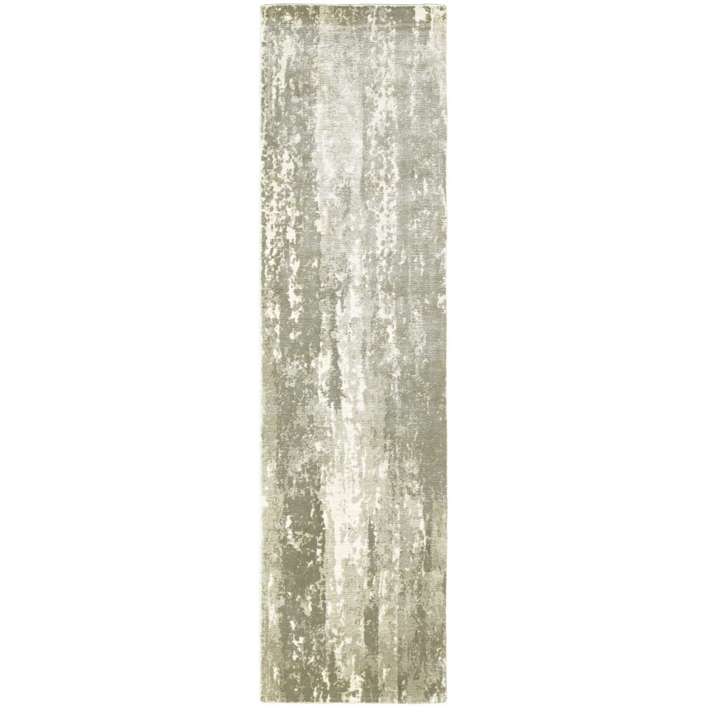 3 X 10 Gray And Ivory Abstract Splash Indoor Runner Rug