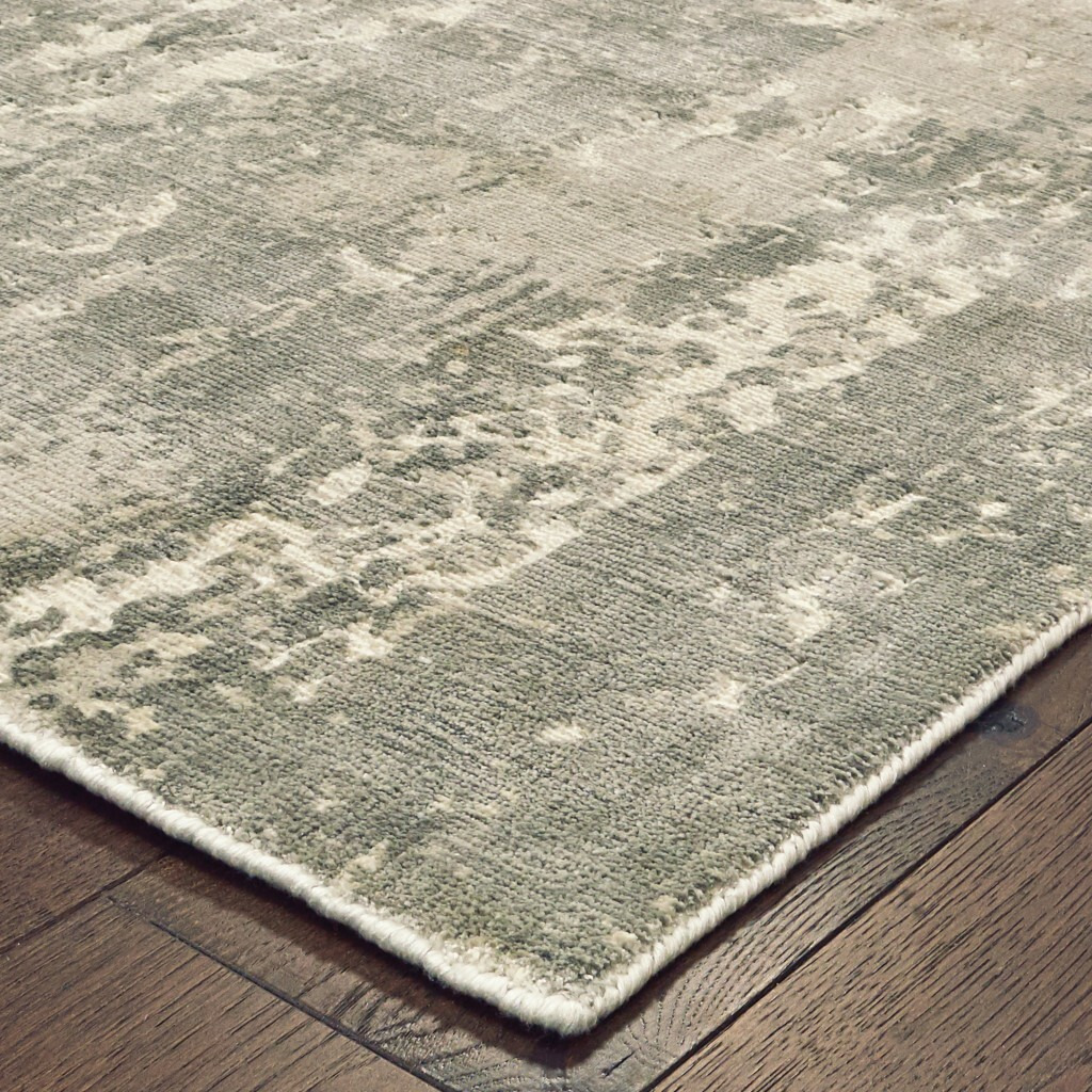 3 X 10 Gray And Ivory Abstract Splash Indoor Runner Rug