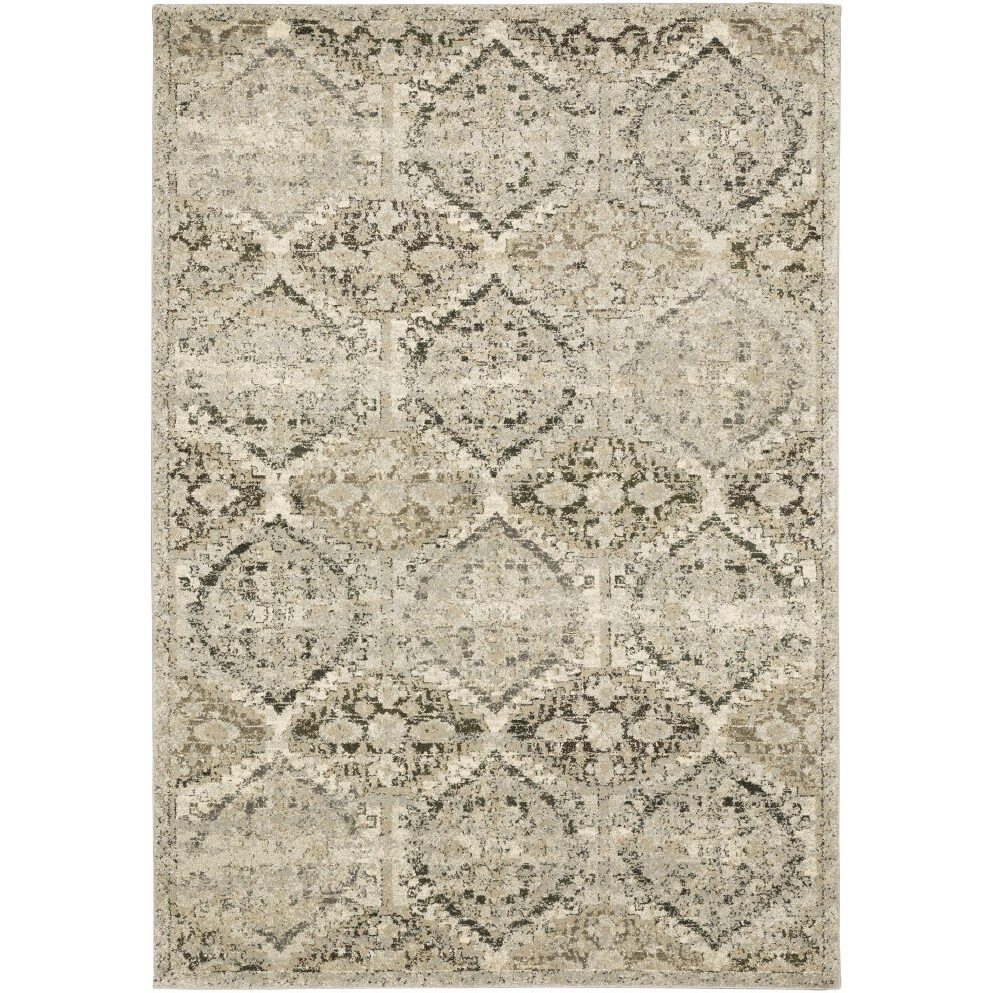 8 X 11 Ivory And Gray Floral Trellis Indoor Area Rug