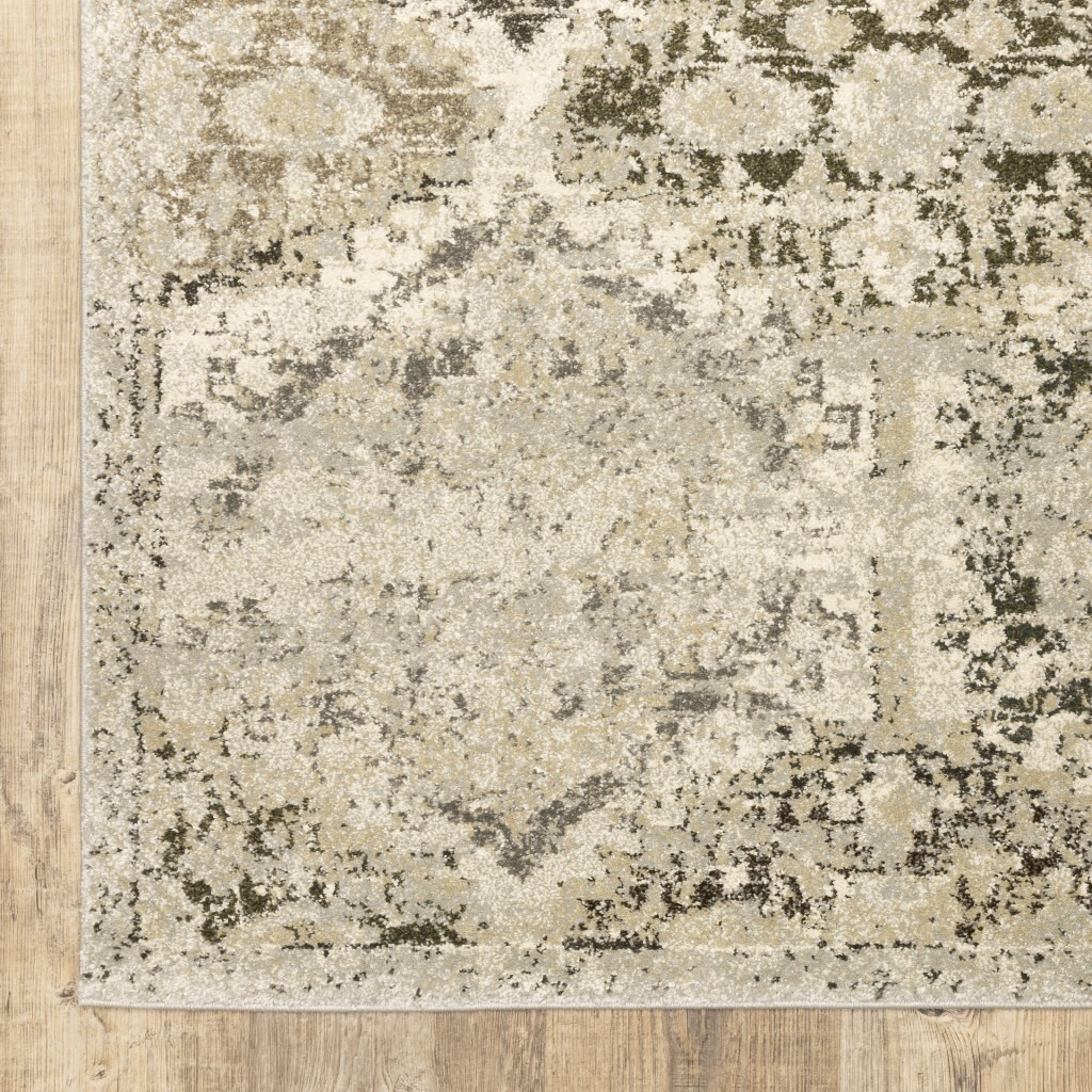 8 X 11 Ivory And Gray Floral Trellis Indoor Area Rug