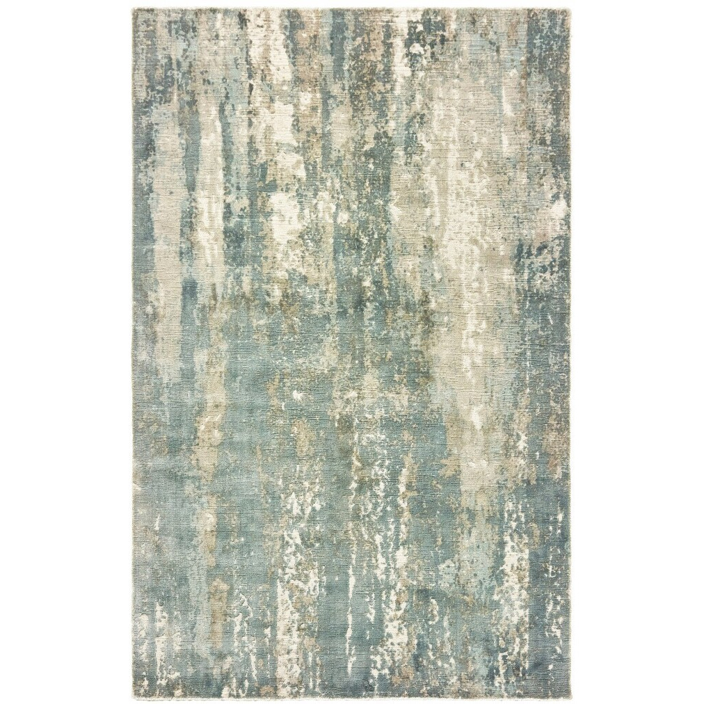 6 X 9 Blue And Gray Abstract Splash Indoor Area Rug