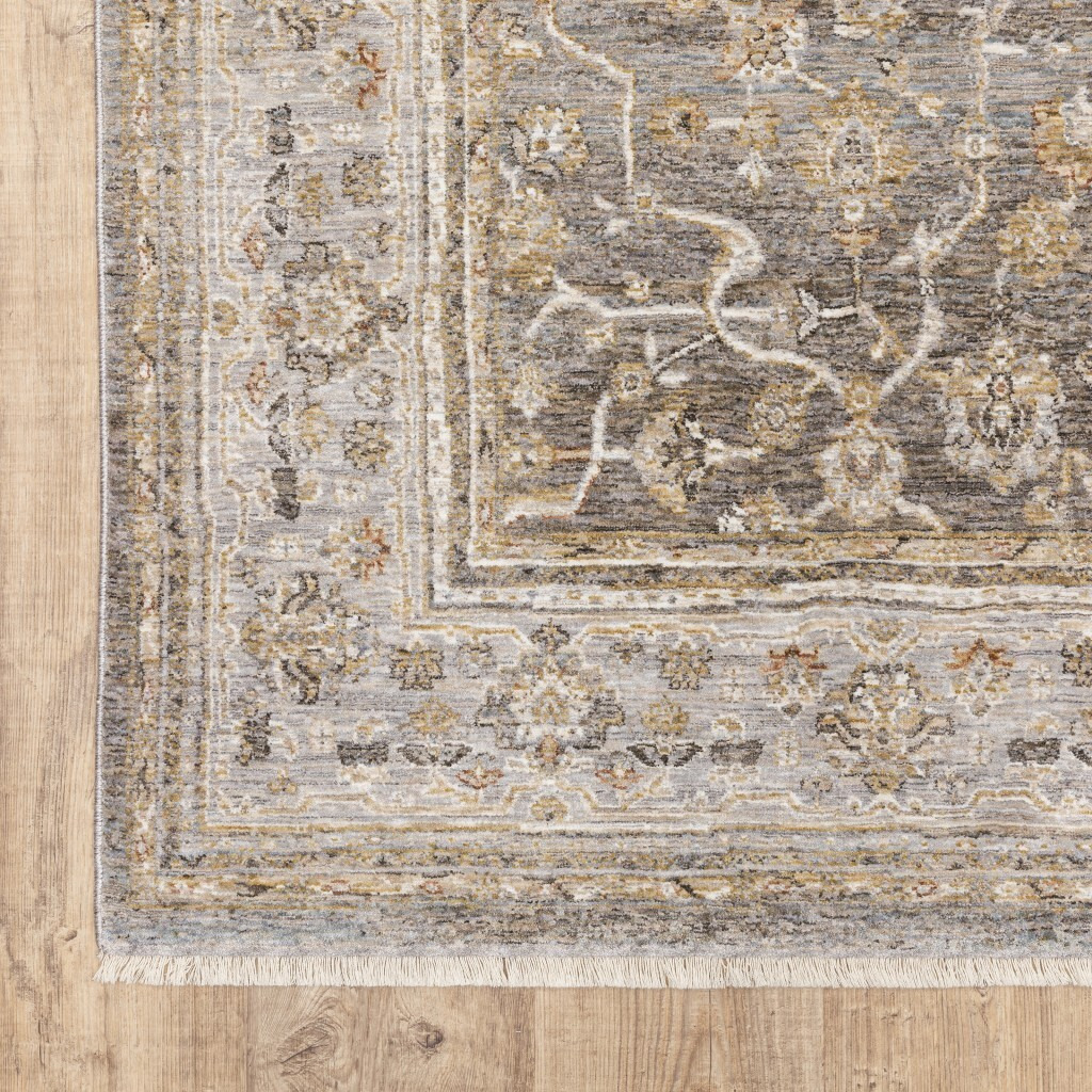 2' X 3' Beige Grey Machine Woven Oriental Indoor Area Rug