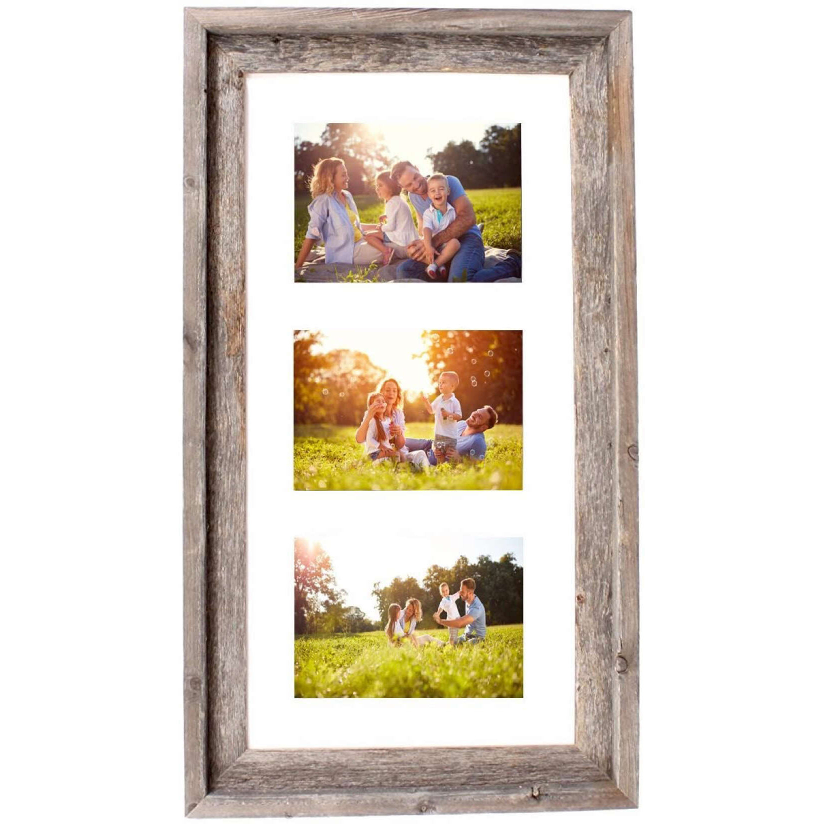 3 5X7 Rustic White Picture Frame With Plexiglass Holder