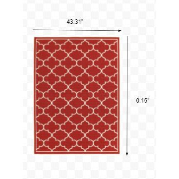 4X6 Red And Ivory Trellis Indoor Outdoor Area Rug