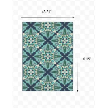 4X6 Blue And Green Floral Indoor Outdoor Area Rug