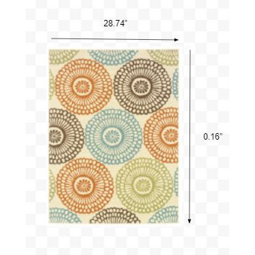 3X5 Beige And Blue Medallion Indoor Outdoor Area Rug