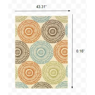 4X6 Beige And Blue Medallion Indoor Outdoor Area Rug