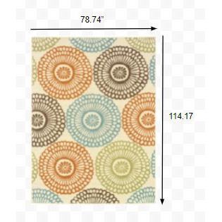 7X10 Beige And Blue Medallion Indoor Outdoor Area Rug
