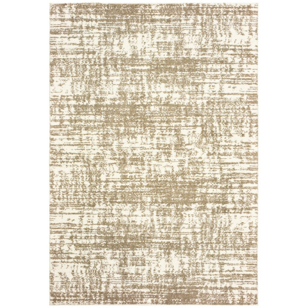 8X11 Ivory And Gray Abstract Strokes Area Rug