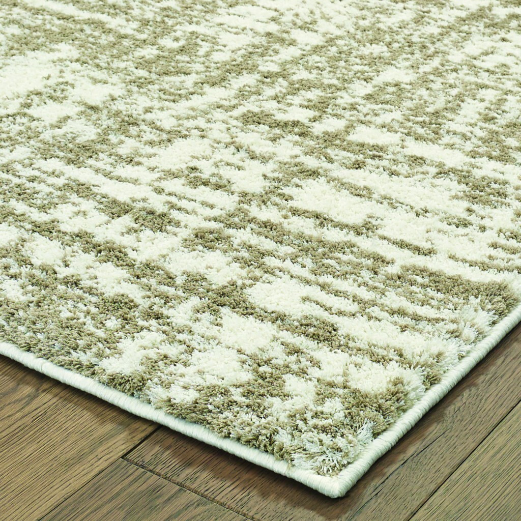 8X11 Ivory And Gray Abstract Strokes Area Rug