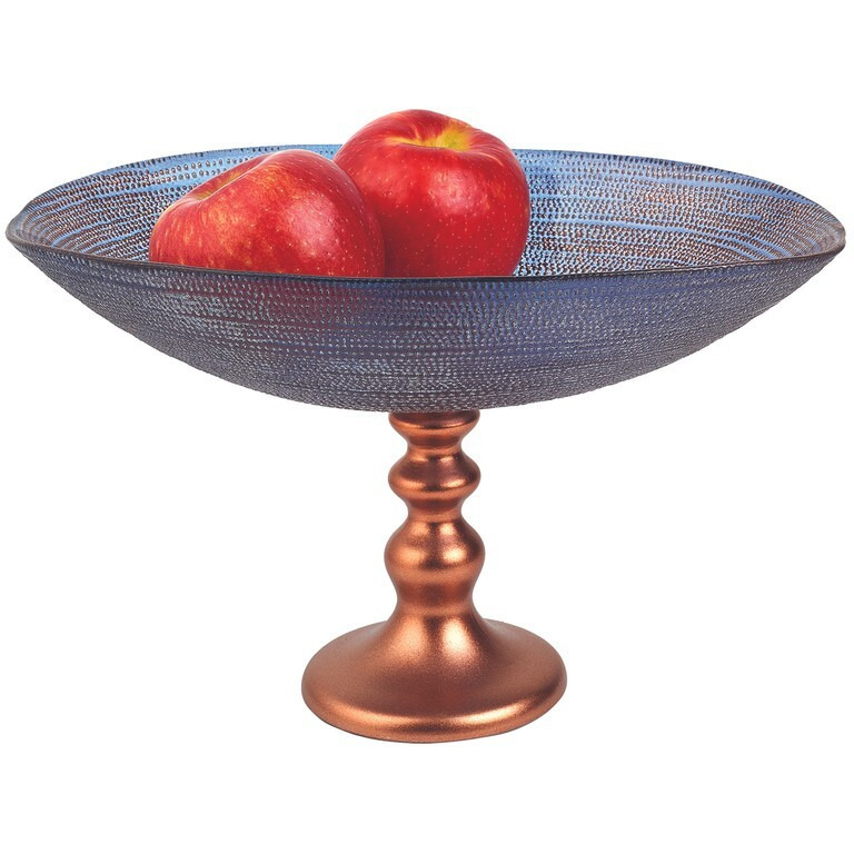 Handcrafted European Glass Centerpiece Low Footed Bowl