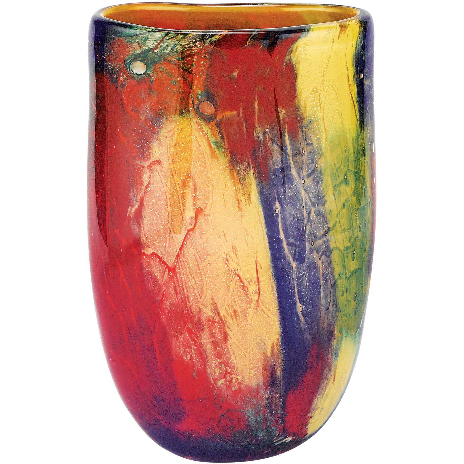 11 Multicolor Art Glass Oval Vase