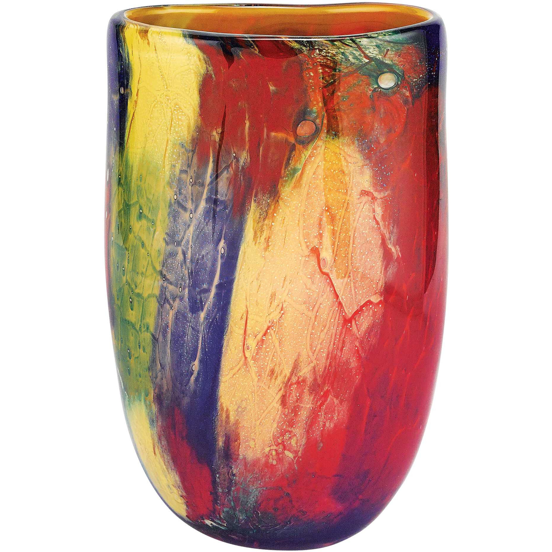 11 Multicolor Art Glass Oval Vase