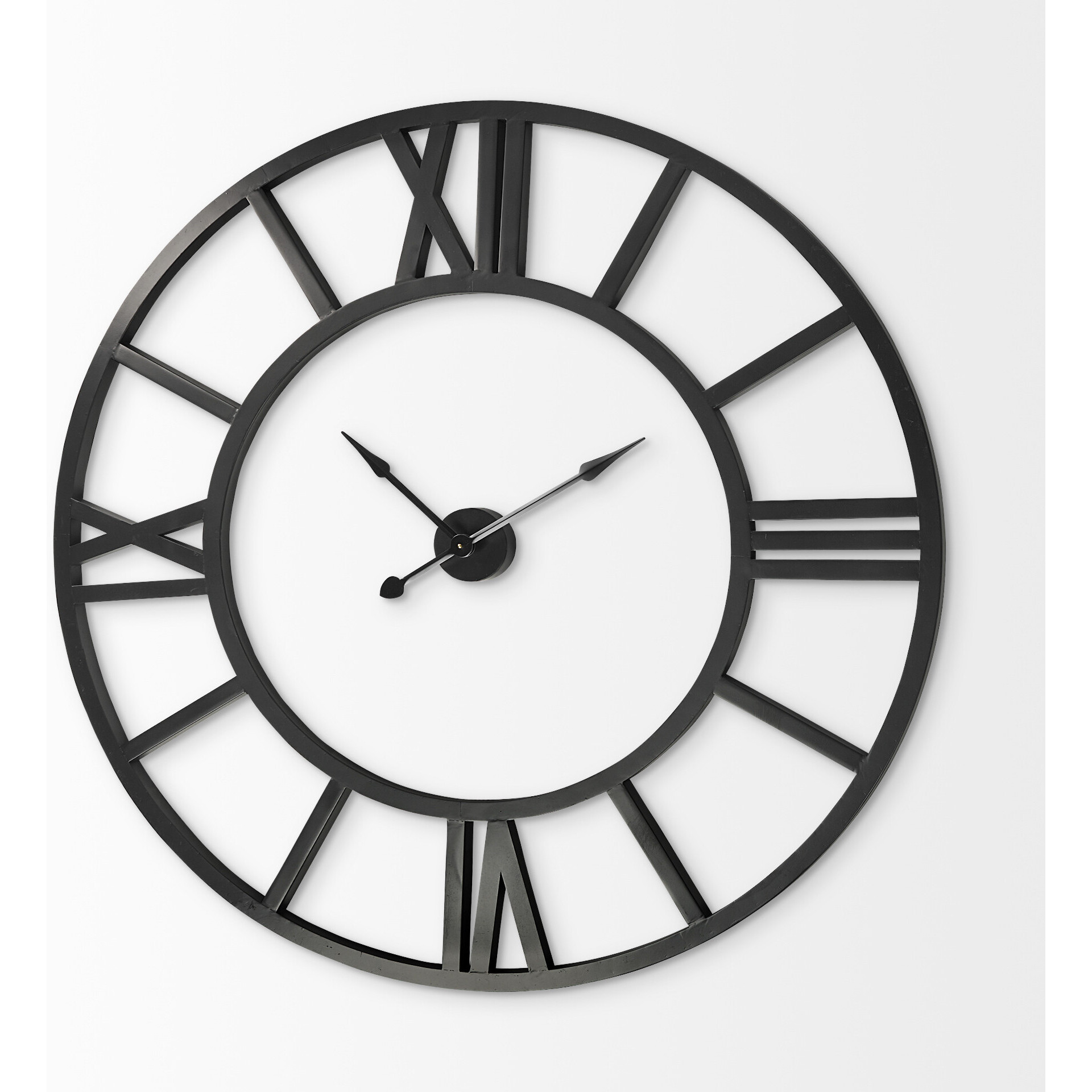 54" Round Xl Industrial Style Wall Clock With Open Face Desing