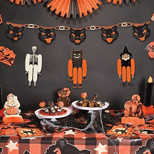 Vintage Halloween Jointed Cat Streamer