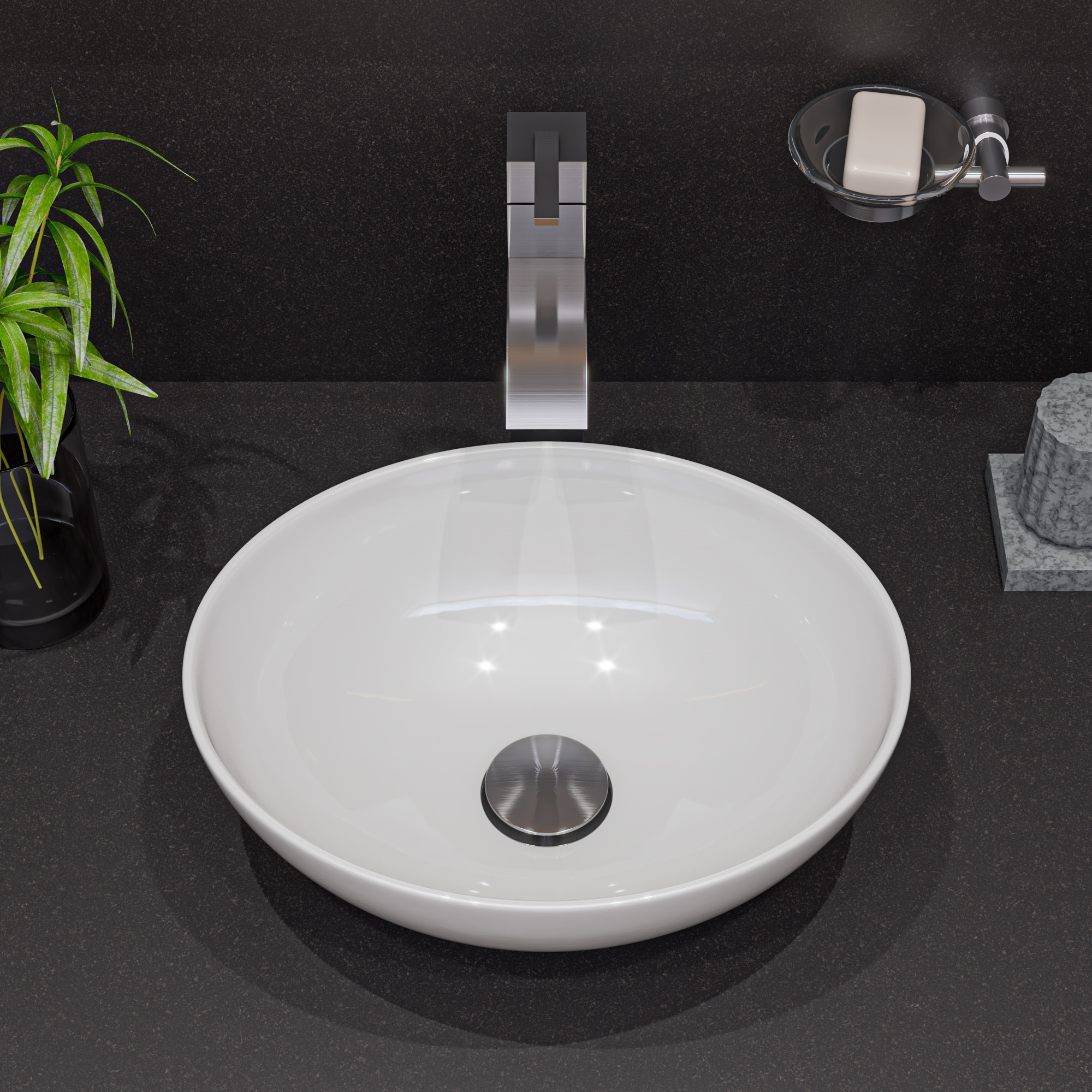 ALFI brand AB1158-BN Tall Brushed Nickel Tall Square Body Curved Spout Single Lever Bathroom Faucet