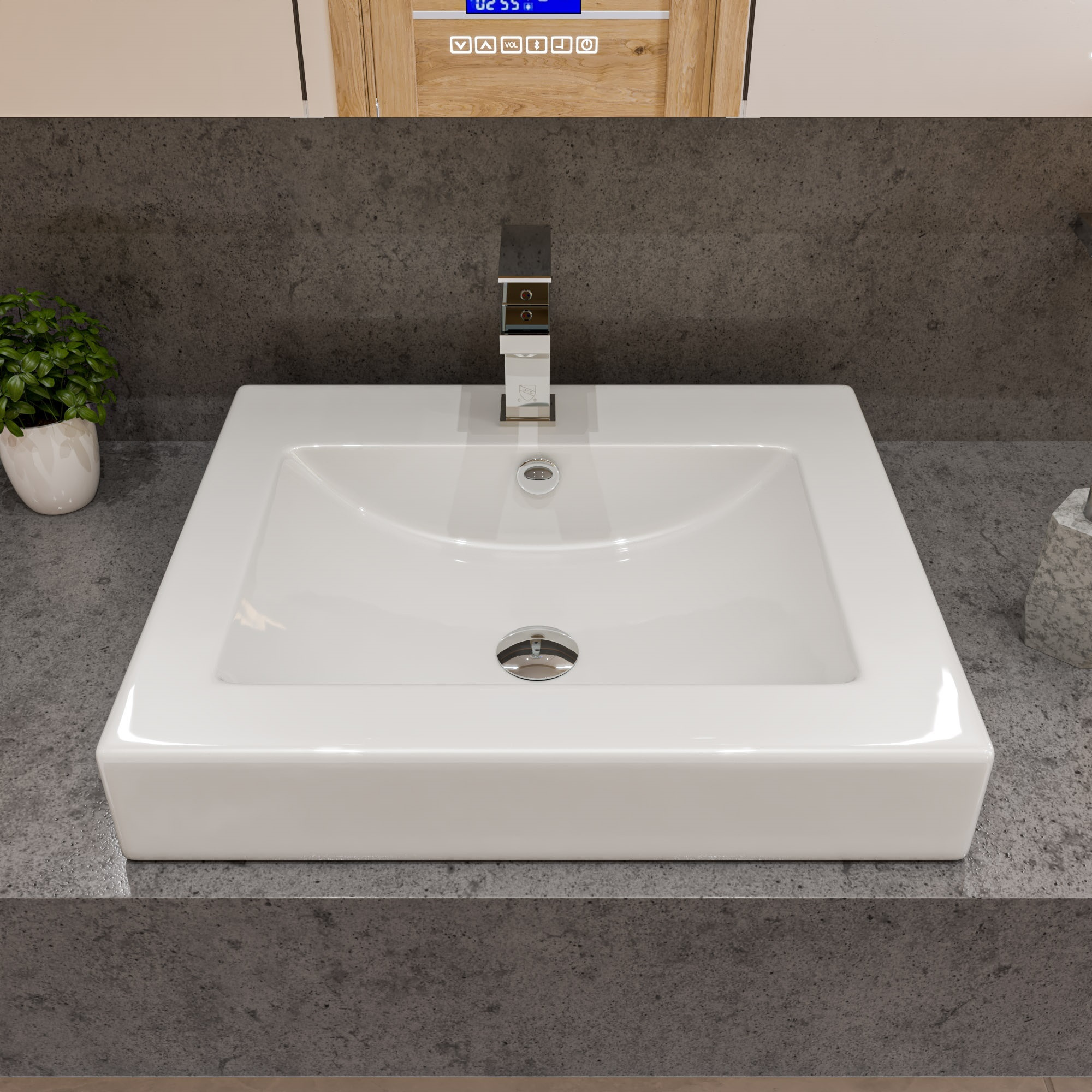ALFI brand AB1229-PC Polished Chrome Square Single Lever Bathroom Faucet