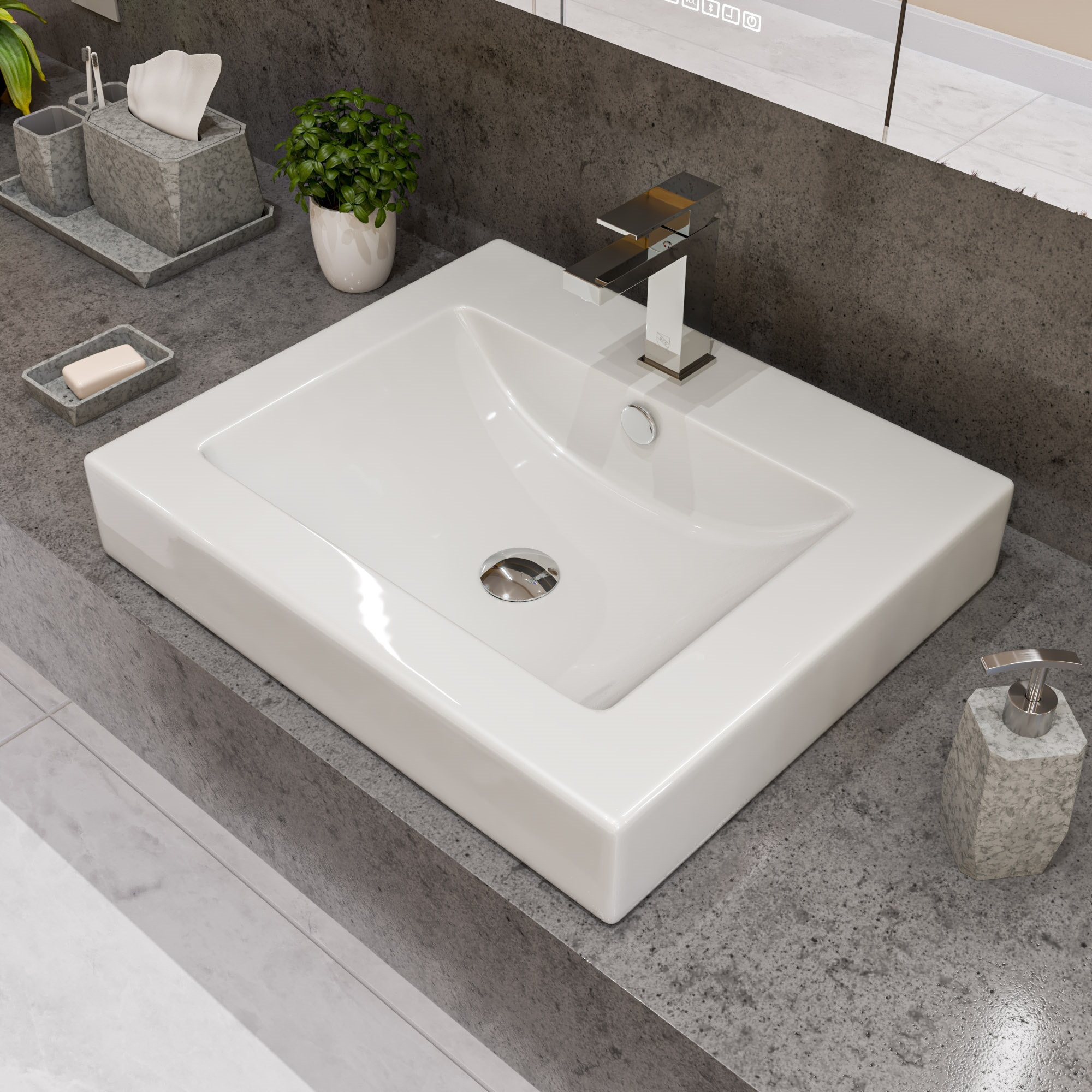 ALFI brand AB1229-PC Polished Chrome Square Single Lever Bathroom Faucet