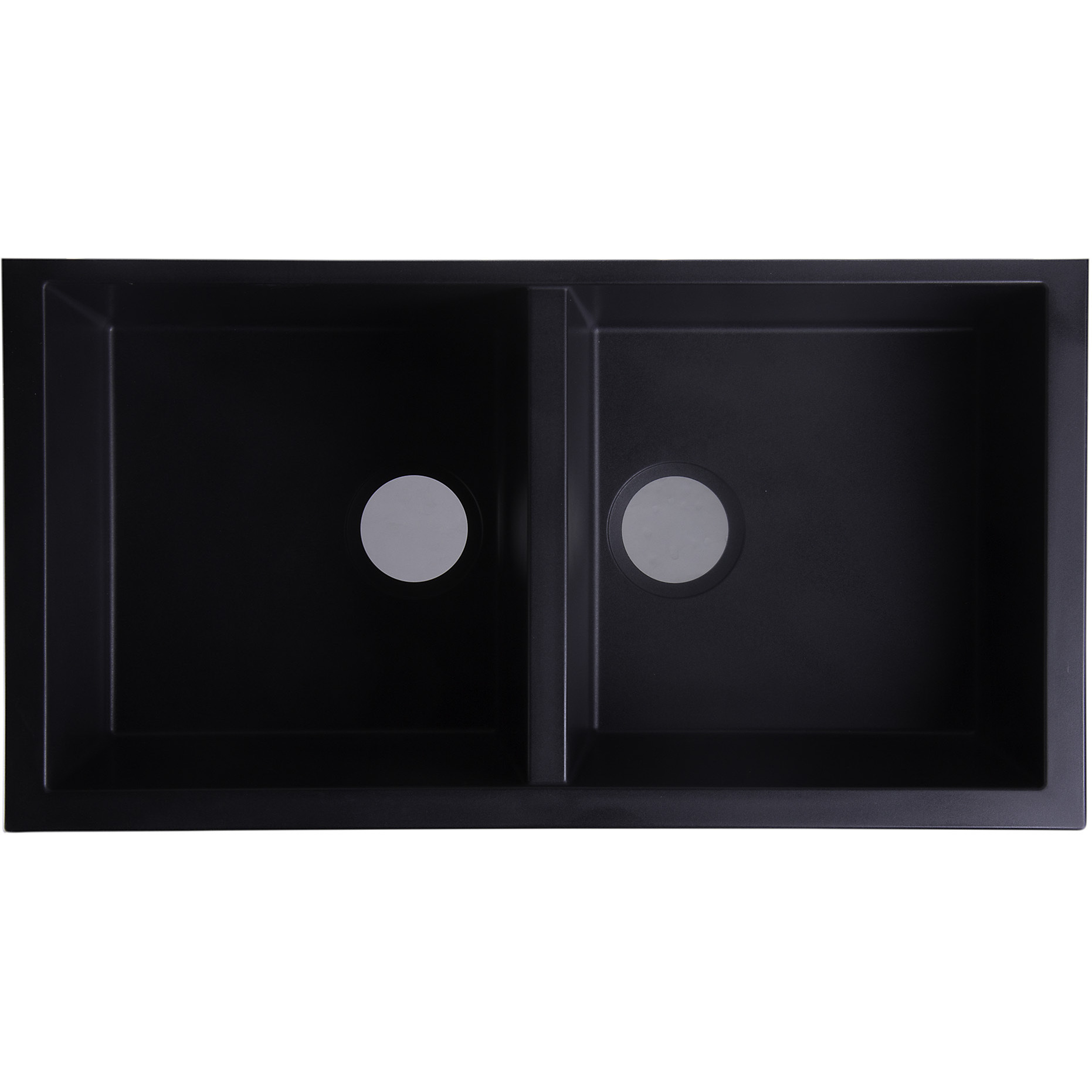 ALFI brand AB3420UM-BLA Black 34" Undermount Double Bowl Granite Composite Kitchen Sink