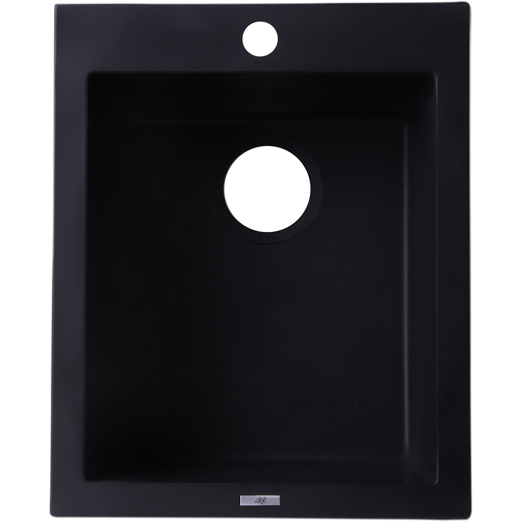 ALFI brand AB1720DI-BLA Black 17" Drop-In Rectangular Granite Composite Kitchen Prep Sink