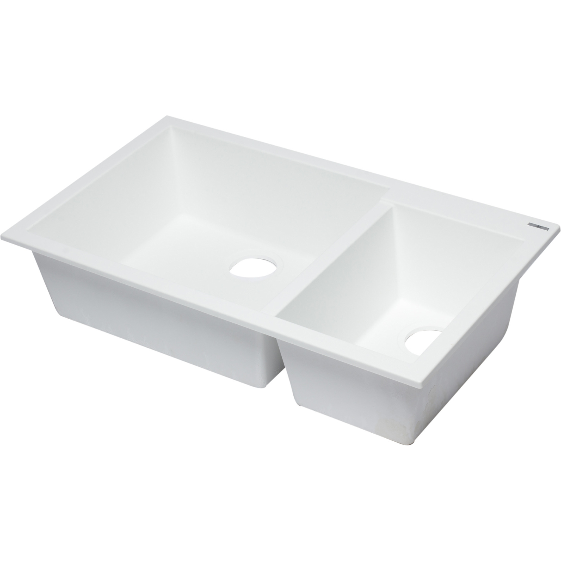 ALFI brand AB3319UM-W White 34" Double Bowl Undermount Granite Composite Kitchen Sink