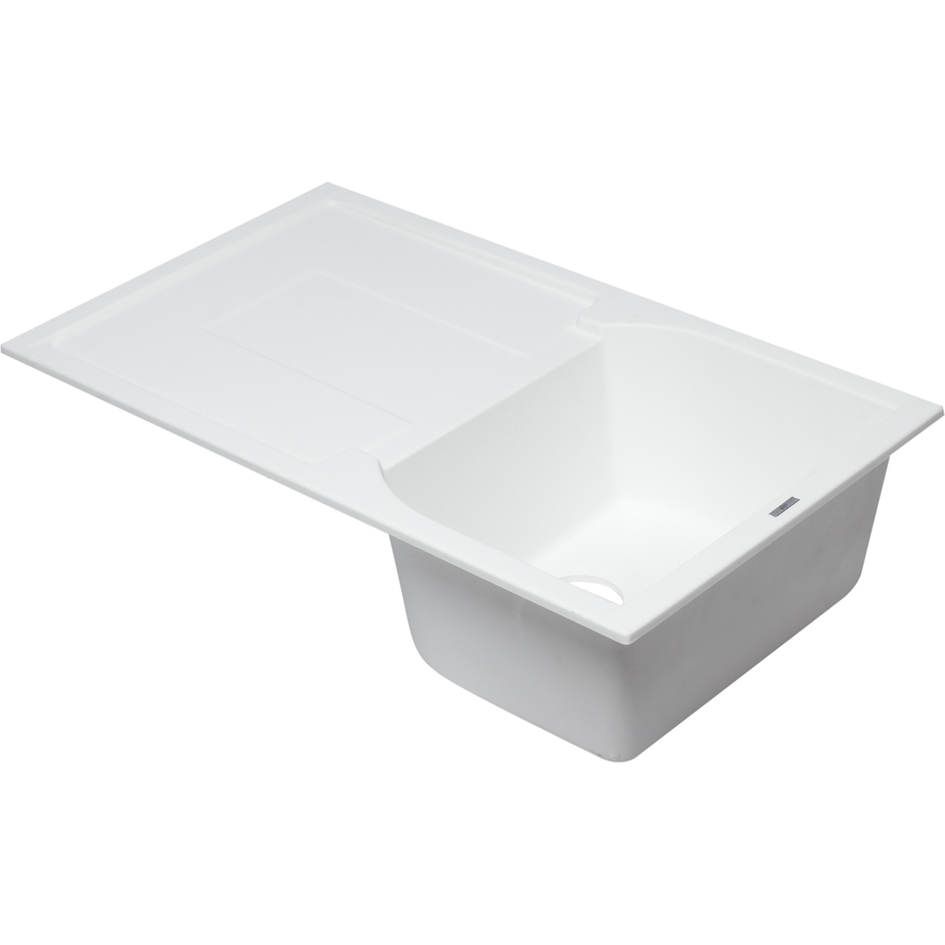 ALFI brand AB1620DI-W White 34" Single Bowl Granite Composite Kitchen Sink with Drainboard