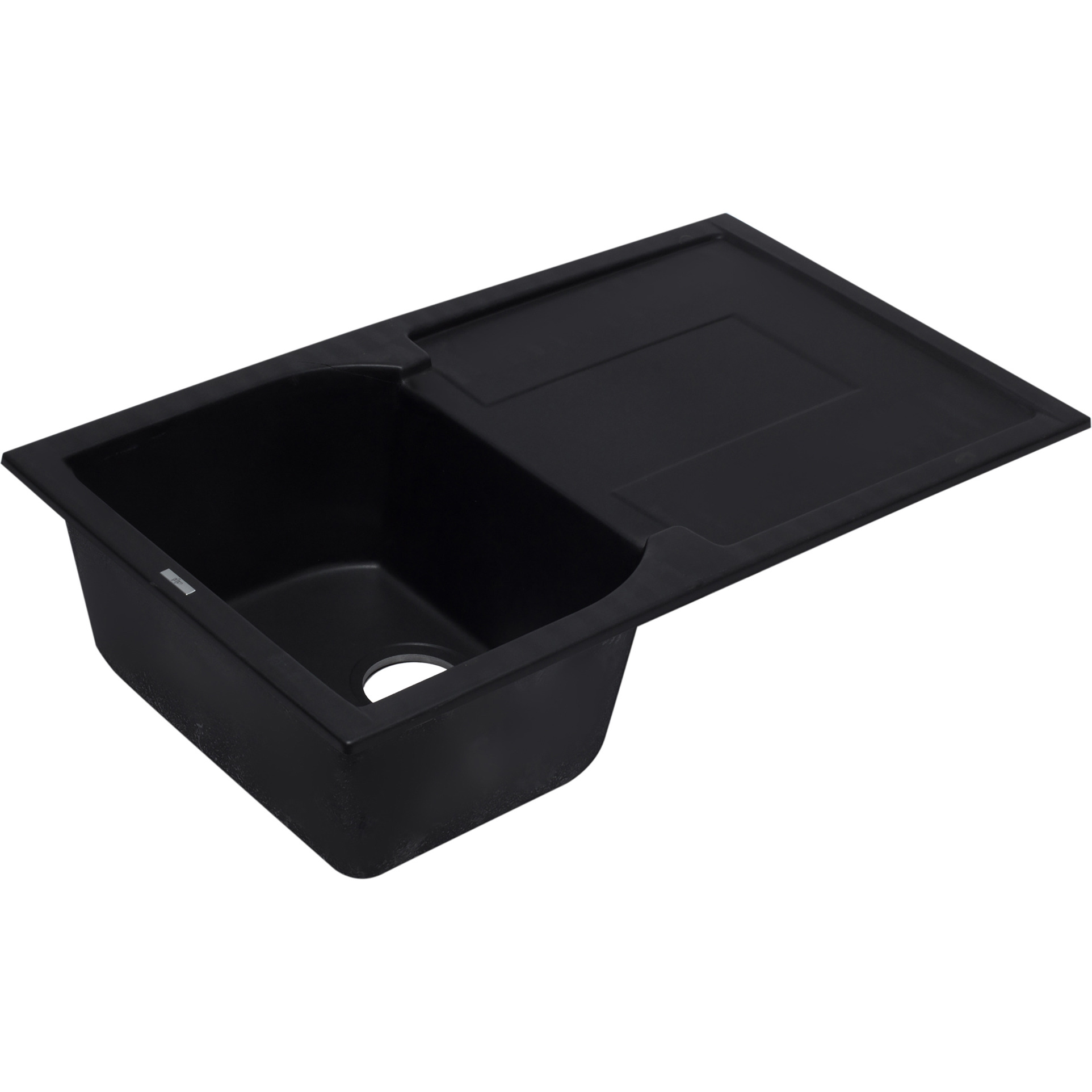 ALFI brand AB1620DI-BLA Black 34" Single Bowl Granite Composite Kitchen Sink with Drainboard