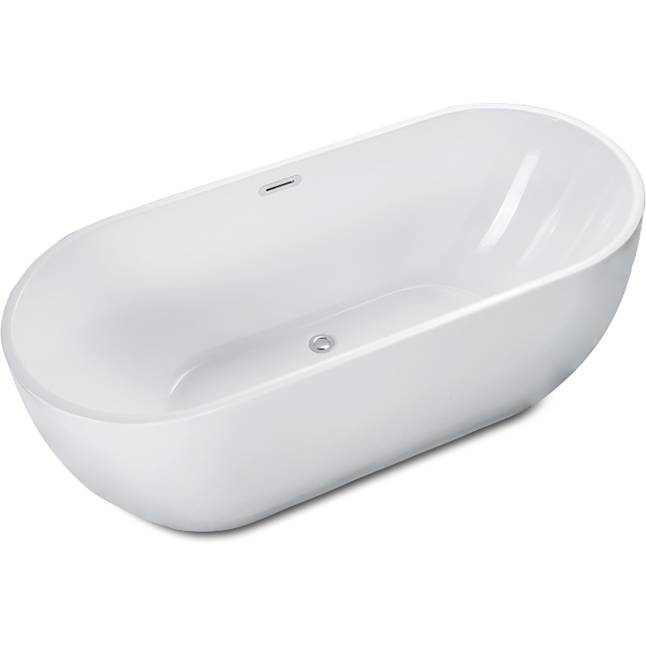 ALFI brand AB8838 59 inch White Oval Acrylic Free Standing Soaking Bathtub