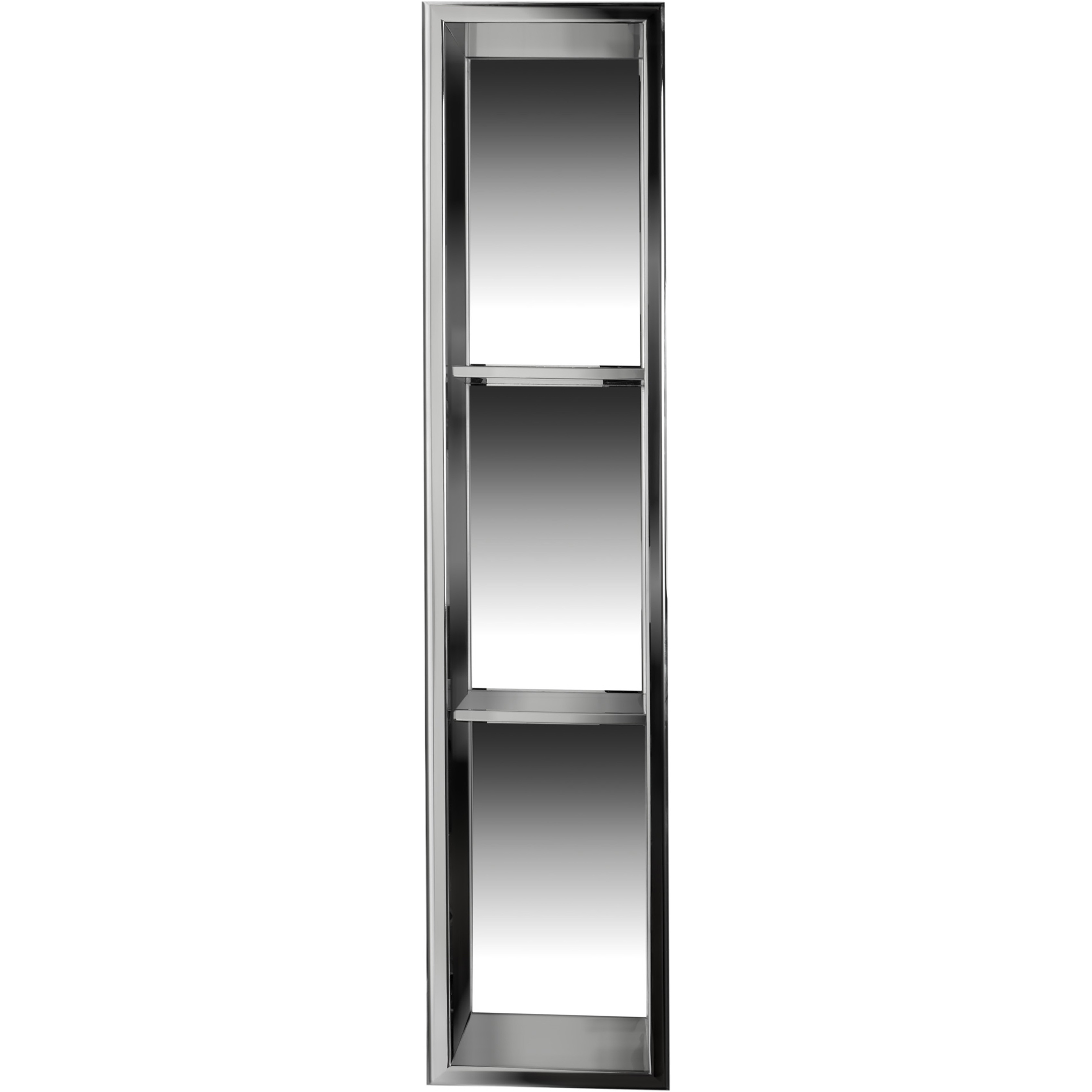 ALFI brand 8 x 36 Polished Stainless Steel Vertical Triple Shelf Bath Shower Niche