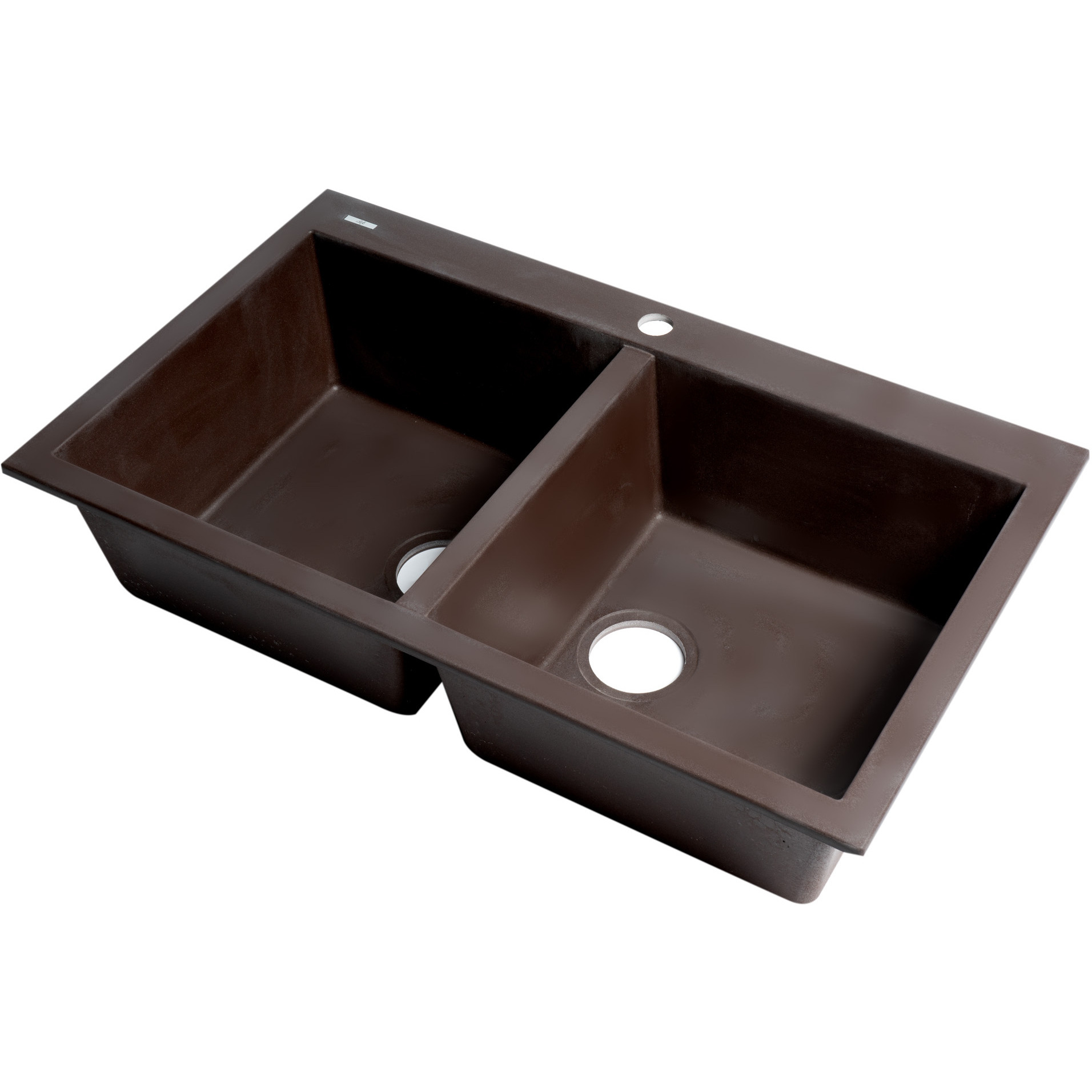 ALFI brand AB3420DI-C Chocolate 34" Drop-In Double Bowl Granite Composite Kitchen Sink