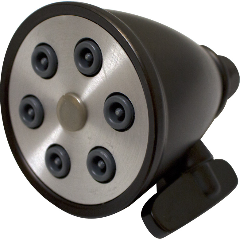 Showerhaus Small Round Showerhead with 6 Spray Jets - Solid Brass Construction with Adjustable Ball Joint