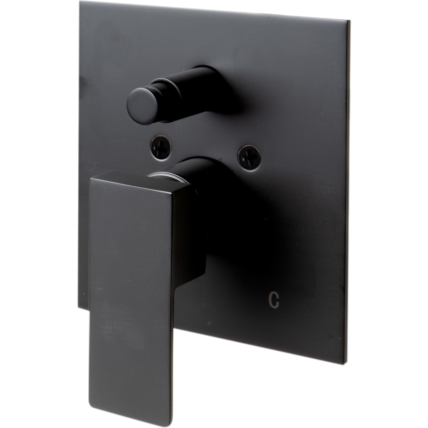 Black Matte Shower Valve with Square Lever Handle and Diverter