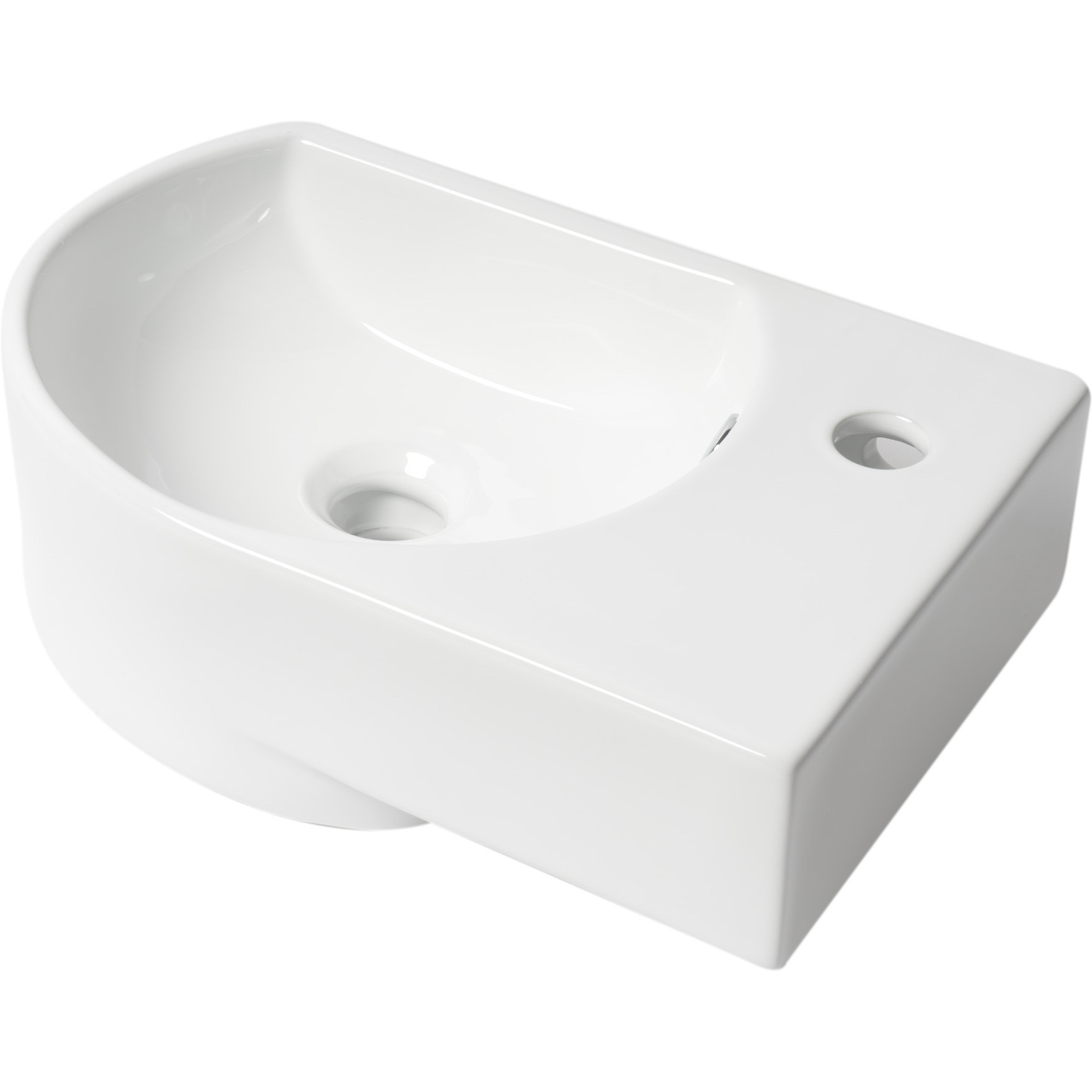 ALFI brand ABC119 White 16" Small Wall Mounted Ceramic Sink with Faucet Hole