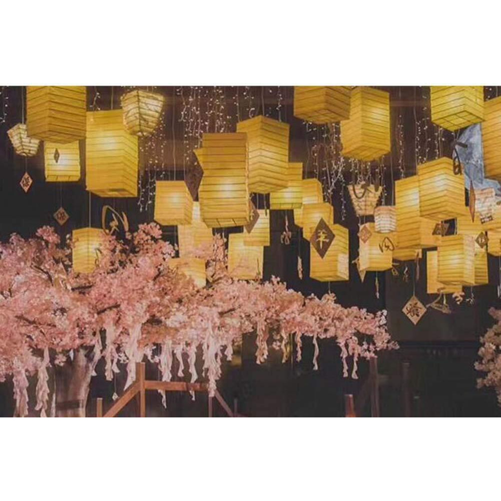 [Yellow] Square Chinese/Japanese Style Hanging lantern Craft Paper Decoration