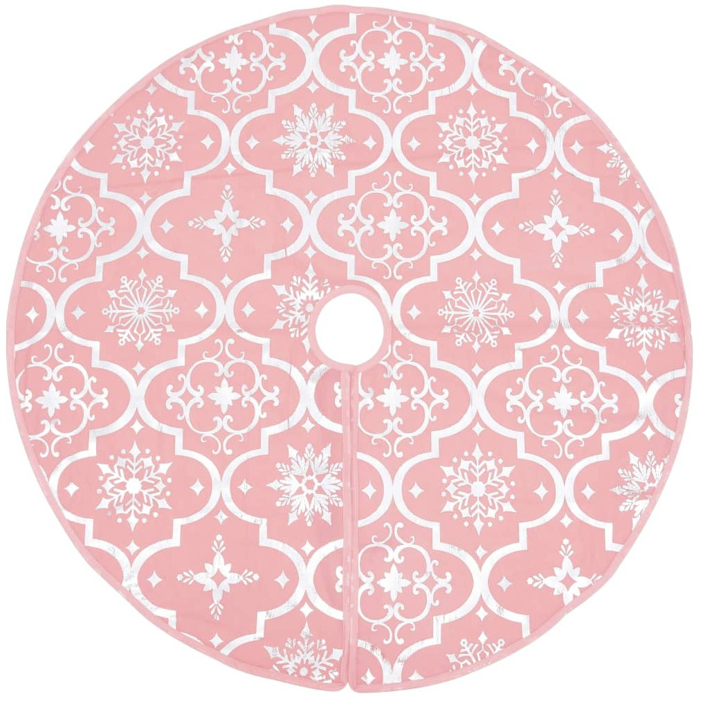 vidaXL Luxury Christmas Tree Skirt with Sock Pink 5 ft Fabric