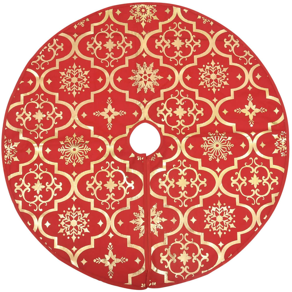 vidaXL Luxury Christmas Tree Skirt with Sock Red 4 ft Fabric